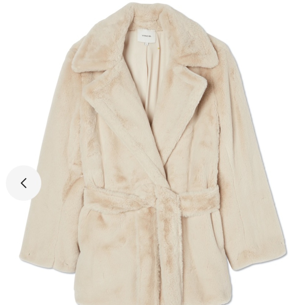Vince belted plush faux fur coat size S